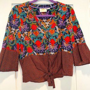 Anthropologie Front Tie Blouse